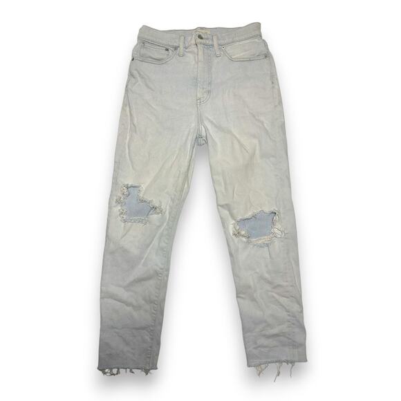 Madewell Distressed Light Wash Raw Hem Jeans Size 30 - Picture 1 of 13